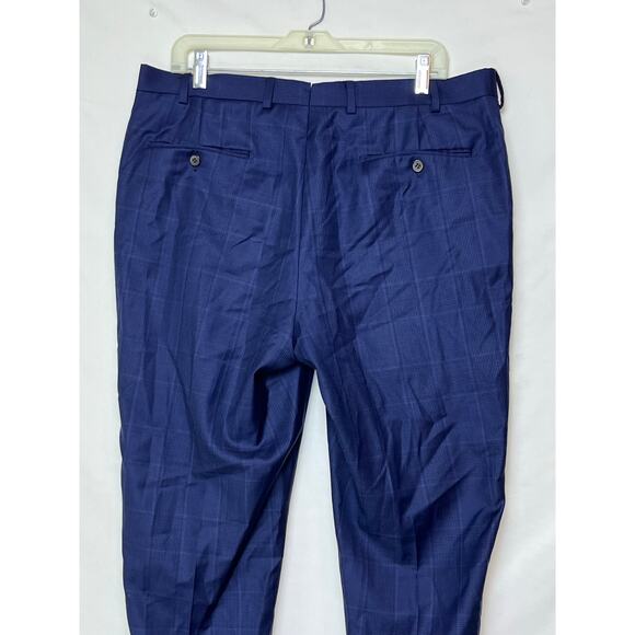 Hugo Boss Men 36 x 34 Blue Plaid 100% Wool Dress Pants Trousers Classic Fit - Picture 8 of 8